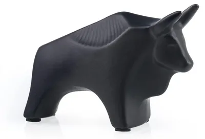 Keramik-Stierfigur, schwarz, 12x4x8 cm, moderne Wohnkultur