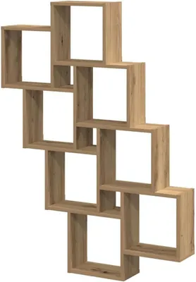 Productafbeelding van Wandschap Kubus - Wandplank Schap - Opbergen en Ordenen - Bewerkt Hout - 90 x 15 x 1195 cm