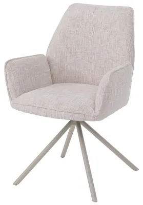 Obrázok produktu pre Jedálenská stolička HWC-G67, kuchynská stolička, otočná, s automatickou polohou, potiahnutá látkou chenille (410 g/m²), rám krémovej farby, sedák krémovej farby