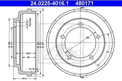 Produktbild von ATE Bremstrommel  24.0225-4016.1