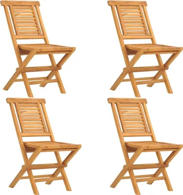 Produktbild von vidaXL Klappstühle, 4 Stück, 47 x 63 x 90 cm, Massivholz Teak