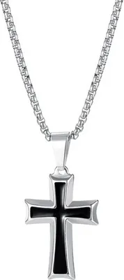 Image de Collier FI-22854 Argenté / Noir - Élégance Unie KP22854