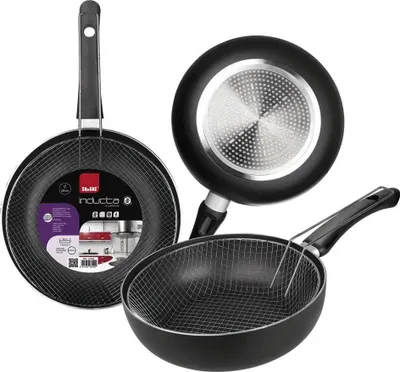 Produktbild von Ibili-Inducta Bratpfanne und Korb, Aluminium, 26 cm, Schwarz/Silber