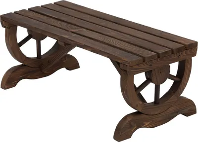 Produktbild von Outsunny Gartenbank Sitzbank Gartenmöbel Rustikale Bank Massivholz Braun