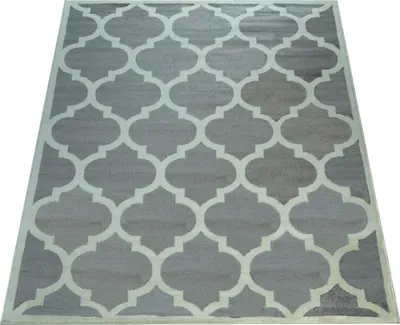 Image de Tapis design Motif marocain Tapis à poils courts Moderne Tendance Gris Blanc Dimension 160x220 cm