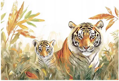 Produktbild von Fototapete Kinderzimmer Tiere Tiger - 300x210 cm - inklusive kleister - Vlies Tapete Kinder - Vliestapete Modern Wandtapete - Kindertapete
