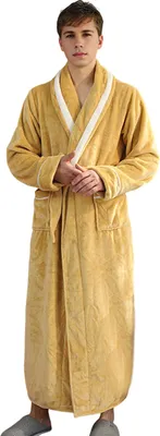 Produktbild von Winternachthemd für Paare, dicker Flanell, warm, verstellbarer Schnürgürtel, einfarbig, gedrehte Textur, Taschen, gute Wasseraufnahme, Damen-Homewear, Spa-Hotel-Bademantel