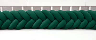 Produktbild von Bettschlange 400 cm Dunkelgrün – geflochtene Bettumrandung fürs Babybett, Velours, Modell MAXIBRAID | Letino