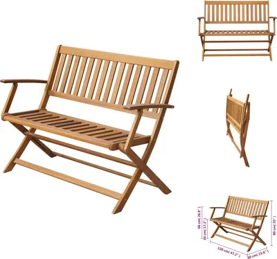 Image de vidaXL Banc de jardin 120 cm en bois massif d'acacia - Bancs de jardin