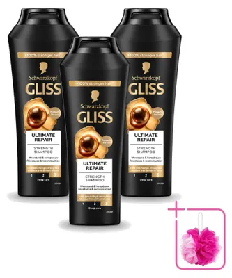 Obrázok produktu pre 3 x Šampón Gliss Ultimate Repair – pre intenzívnu regeneráciu vlasov – 250 ml – výhodný balík – 3 kusy