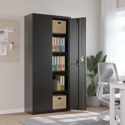Produktbild von "2026 Promotion" Aktenschrank Schwarz 90x40x200 cm Stahl - Aktenschränke CC20346