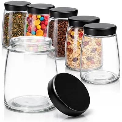 Productafbeelding van com-four® 6 glazen potten met deksel - Bewaarpotten voor koffie, thee en muesli