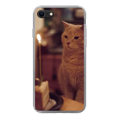 Produktbild von MuchoWow® Handyhülle Schutzhülle Hülle für iPhone 8 Katze - Geburtstag - Kerze Silikon Softcase Handy Hülle - Schutzhaube