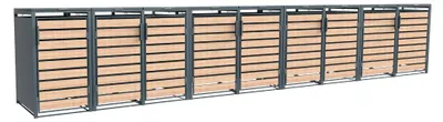 Obrázek produktu pro Kovový odpadkový koš Westmann Lacina 9x240 L vzhled antracit/dřevo 80x596x116 cm