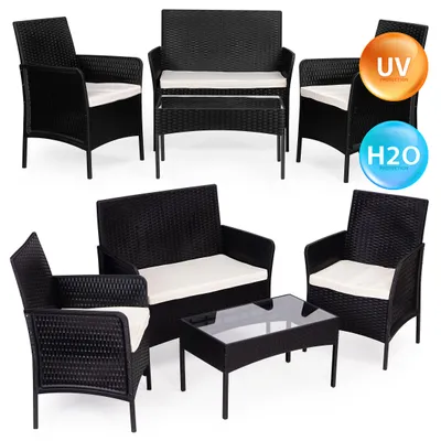 Immagine prodotto di Set di mobili da giardino: tavolo, panca, sedie, colore nero, marca MultiGarden