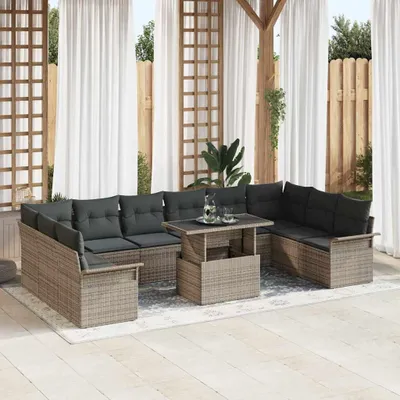 Obrázek produktu pro Maison Exclusive – Sedací souprava, 11 dílů, šedá, polyratan