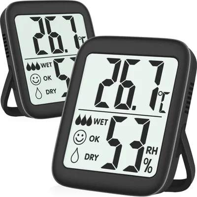 Productafbeelding van Hygrometer - Binnenthermometer - Digitaal - 2 stuks - Kamerthermometer met vochtigheidsmeter