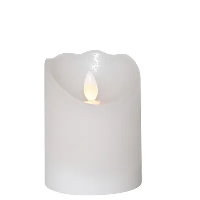 Produktbild von LED Echtwachs-Kerze ''Glow'', weiß, 7.5x10cm, Timer, batteriebetrieben, flackernd