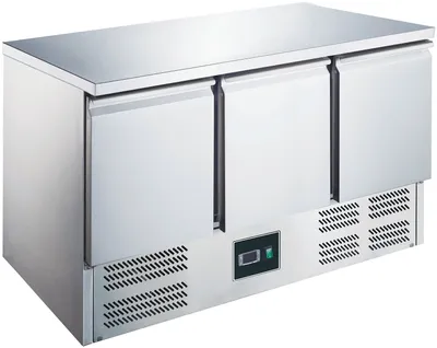 Image de Comptoir réfrigéré Saro ES 903, 1368 x 876 x 700 mm, avec 3 portes en acier inoxydable