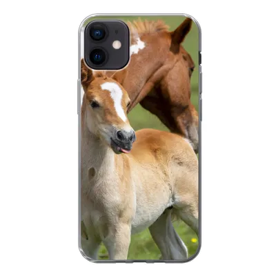 Produktbild von MuchoWow® Handyhülle Schutzhülle Hülle für iPhone 12 mini Pferde - Fohlen - Gras Silikon Softcase Handy Hülle - Bild