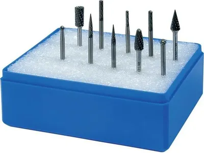 Produktbild von Kleinfrsstifte-Satz Schaft- 3 mm 10-teilig Hartmetall Verzahnung Kreuz Kunststoffkassette