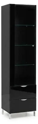 Produktbild von Glasvitrine in Schwarz Hochglanz - 50 cm Breite - Moderne Standvitrine aus MDF