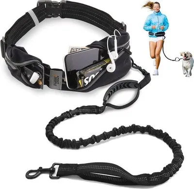 Immagine prodotto di Famanu, guinzaglio elastico multifunzione regolabile 3 in 1 per cani - nero