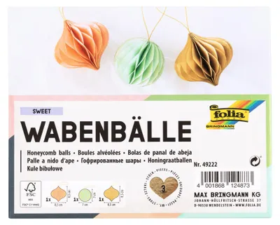 3 Honigwabenbälle Sweet, Ø 8 cm, faltbare Weihnachtsdeko