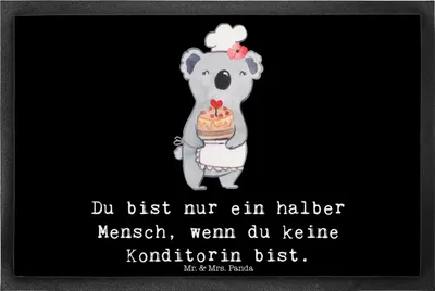 Produktbild von Mr. & Mrs. Panda Gummimatte Konditorin Herz 40 x 60 cm - Schwarz - Geschenk, Witzig, Schmutzfangmatte, Bodenvorleger, Bäckerin, Lustig, Fussmatte, Schmutzmatte, Spruch