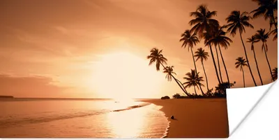 Produktbild von MuchoWow® Poster Sonnenuntergang - Tropisch - Palme - Strand - Meer 40x20 cm - Poster für die Wand - Poster Schlafzimmer