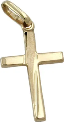 Produktbild von Anhänger Goldanhänger Kreuz 375 Gold Gelbgold schlicht diamantiert Uni