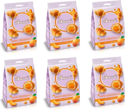 Produktbild von Bauli 6x Bauli Mini Croissant con crema all'albicocca mit Aprikosencreme 75g Italienischer Snack Knabberartikel