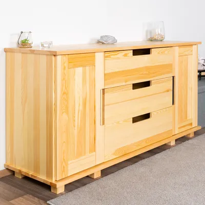 Produktbild von Kommode Kiefer massiv Vollholz natur 004 - Abmessung 80 x 160 x 47 cm (H x B x T)