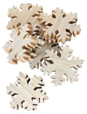 Holz-Streudekoration Schneeflocken, 12 Stück, 4 cm, Weihnachten