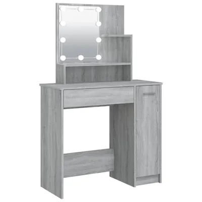 Immagine prodotto di vidaXL Tavolino da toilette con LED Grigio Sonoma 86,5x35x136 cm - Tavolini da toilette