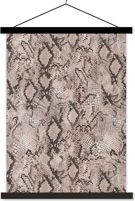 Produktbild von MuchoWow® Textilposter Tierhaut - Grau - Schuppen 60x80 cm mit schwarzem Rahmen - Plakathalter