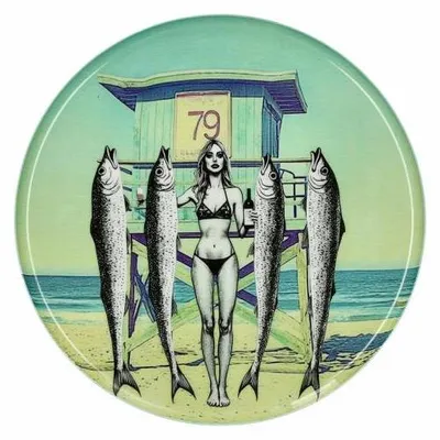 Produktbild von Gift Company Dekotablett Love Trays M, Beach girl, Tablett, Eisen, Bunt, Ø 22.8 cm, 1215704020