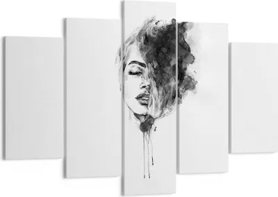 Produktbild von Bild auf Leinwand - Leinwandbild - 5 Teile - Frau Gesicht Abstraktion - 150x100cm - Wand Bild - Wanddeko - Wandbilder - Leinwanddruck - Bilder - Wanddekoration - Leinwand bilder - EA150x100-4934