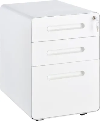 Immagine prodotto di Fortuna Lai Contenitore con rotelle  Contenitore per ufficio con 3 cassetti, acciaio, bianco, 39x48x59 cm