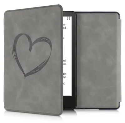 Produktbild von kwmobile Klapphülle kompatibel mit Amazon Kindle Paperwhite 11. Generation 2021 Hülle - Flipcase für Kindle Paperwhite Hülle aus Kunstleder - Herz