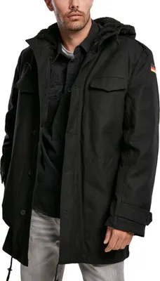 A man wearing a black parka.