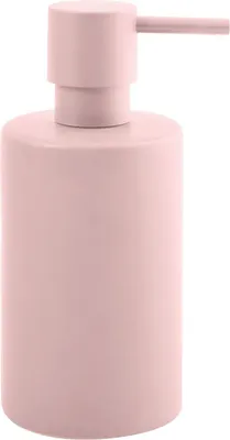 Zdjęcie produktu dla Cylindryczny dozownik mydła z pompką ze stali nierdzewnej do mydła w płynie - porcelana, 300 ml, trwały i wytrzymały, matowy różowy