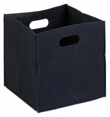 Produktbild von Relaxdays Quadratischer Filzkorb, H x B x T: 30 x 30 x 30 cm, faltbar, mit 2 Trageöffnungen, schicker Regalkorb, schwarz