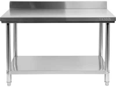 Obrázok produktu pre Pracovný stôl z nehrdzavejúcej ocele s policou 160 x 70 x 85 + 10 cm