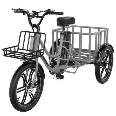 Produktbild von 20 Zoll*3.0 Elektro-Dreirad MIT Korb Hinten Und Vorderlichter, 250W-Für Erwachsene + Abnehmbarer 48-V-/18-Ah-Akku, Fat-Tire,Grau