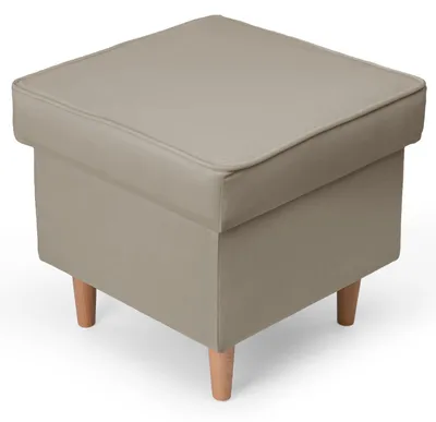 Produktbild von MG Design Samt Sitzhocker in Grau 45 x 45 cm - Gepolsterter Polsterhocker mit Holzbeinen für Wohnzimmer, Schlafzimmer oder Flur