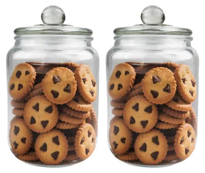 2 Vorratsgläser, 2 l, Ø 14 cm, H 21,5 cm, luftdicht, transparent