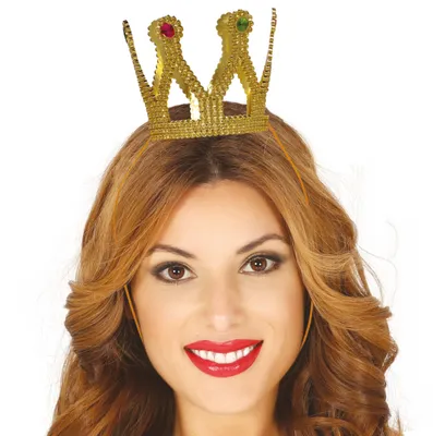 Productafbeelding van Prinsessenkroon, diadeem, hoofdband, sieraccessoire, middeleeuws, carnaval, kostuum, vastenavond, retrostijl, elegant, feestelijk, glamour, tiara, koningskroon, kleur: goud