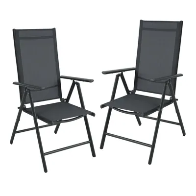Produktbild von SVITA Gartenstühle Hochlehner klappbar Campingstuhl Klappsessel 2er Set Aluminium Anthrazit