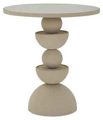 Imagen del producto de Mesa auxiliar Dune con tablero de espejo en hierro crema Ø45x49,5 cm